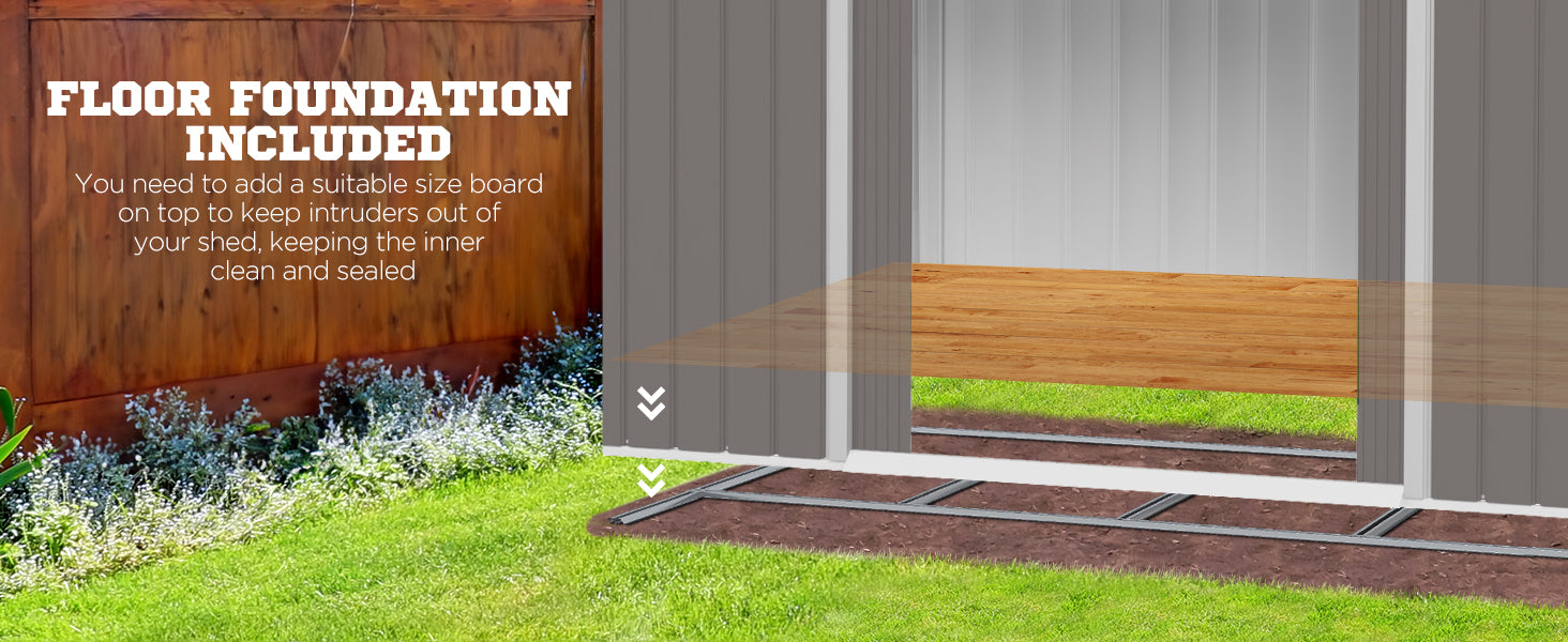 Grey 7ft x 4ft Lockable Garden Metal Storage Shed With Air Vents