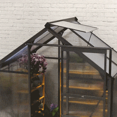 Grey 6ft x 4ft Polycarbonate Greenhouse With Aluminium Frame