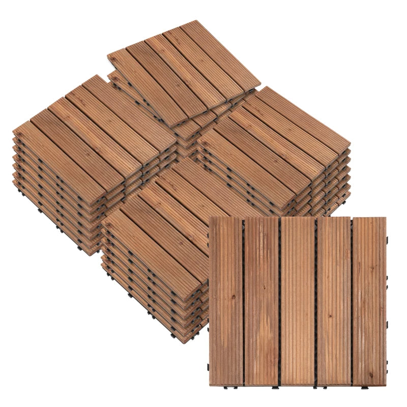 Brown Wooden Interlocking Decking Tiles (27 Tiles)