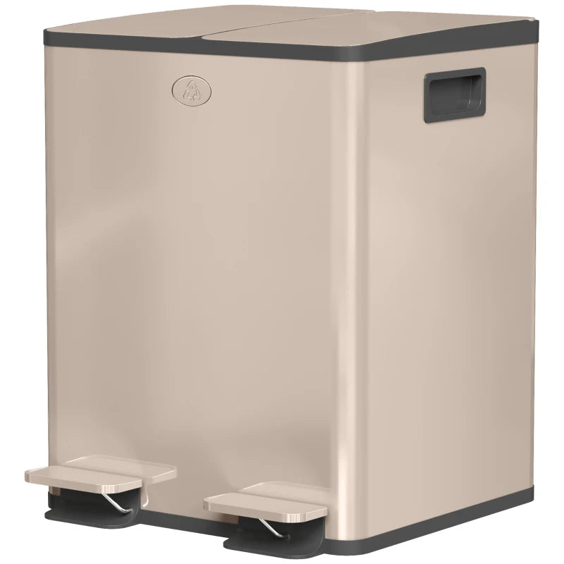 40L Dual Compartment Stainless Steel Trash Bin with Deodoriser Holders - Elegant Gold Tone for Modern Kitchens