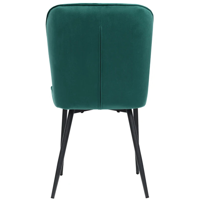 Set of 2 Modern Velvet Wingback Chairs with Metal Legs - Stylish Accent Chairs for Dining Room & Living Room, Green