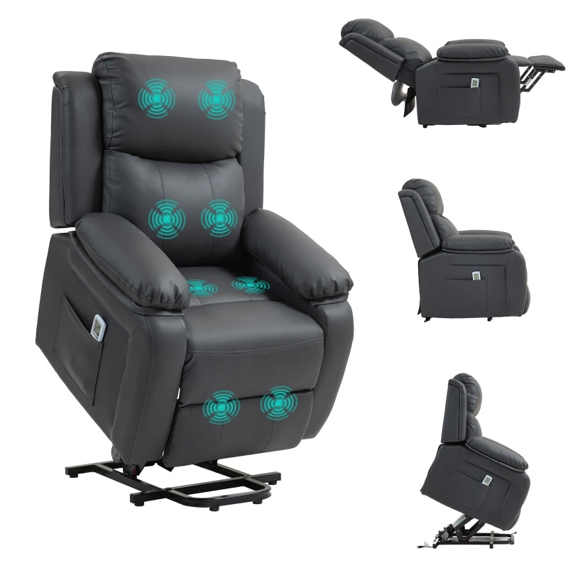 Electric Recliner Chair with Massage and Heat for Elderly, Power Lift Armchair with Remote Control and Extended Footrest