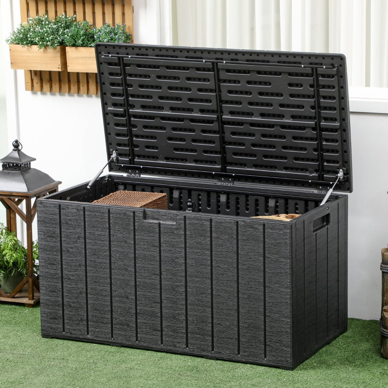 Dark Grey 336 Litre Garden Storage Box - Weather-resistant Plastic Shell - Double-Wall Design