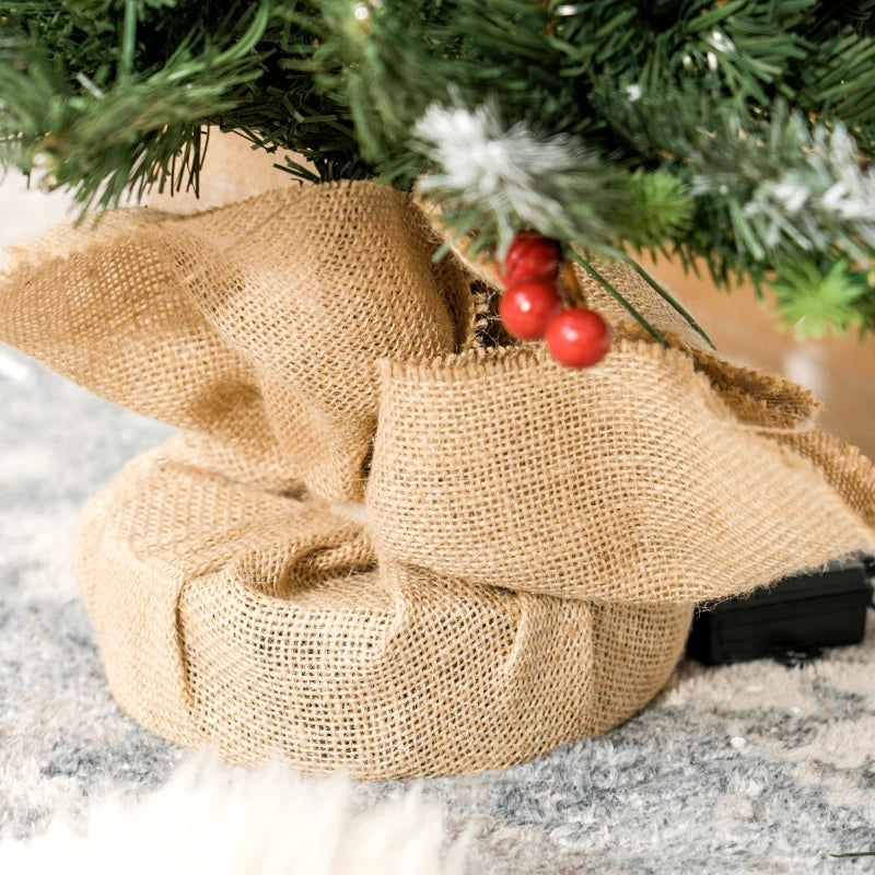 Set of 2 Pre-Lit 3ft Christmas Trees with Berries & Pinecones - Perfect Holiday Decor for Home & Office