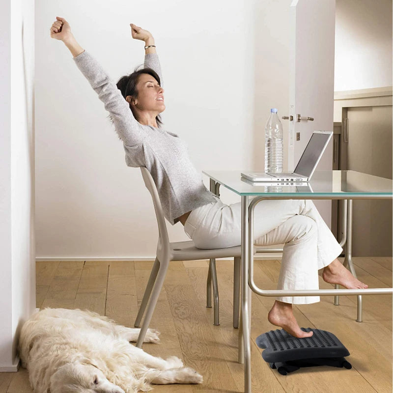 Adjustable Height & Angle Footrest - Charcoal Grey Tilting Platform for Home Office Comfort