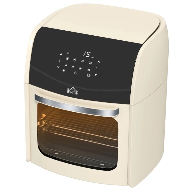 Digital Air Fryer Oven 12L - 8 Preset Modes, 1800W Rapid Air Circulation, Memory Function, Cream Color
