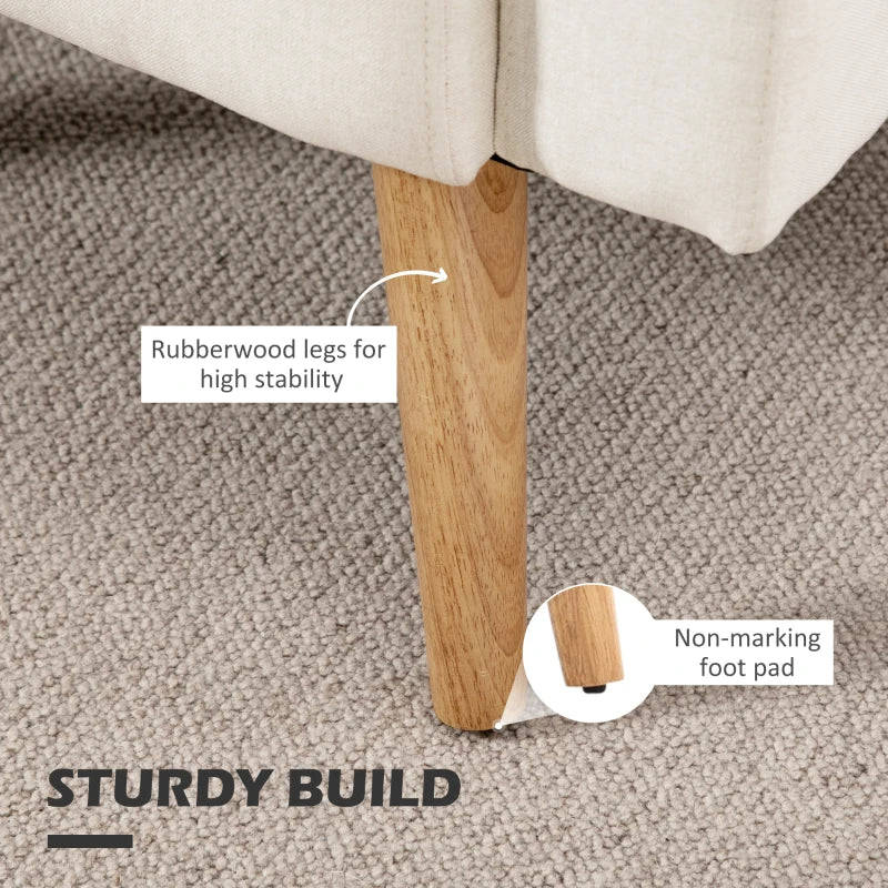 Linen-Touch Accent Chair with Pillow - Upholstered Lounge Sofa for Living Room, Club Chair in Cream