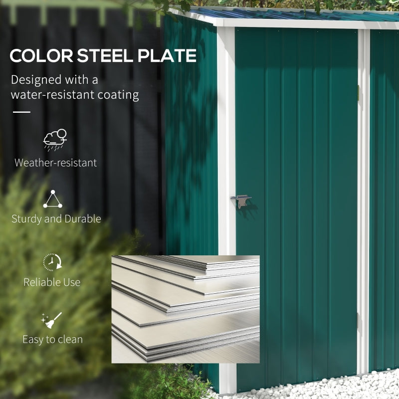 5.3ft x 3.1ft Green Metal Storage Shed
