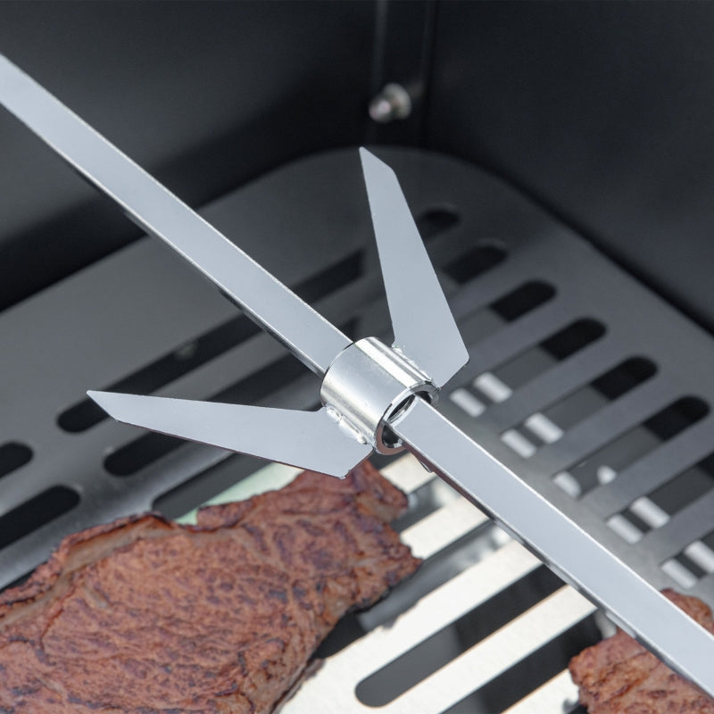 Stainless Steel Charcoal BBQ Rotisserie Grill with 3-Level Grate