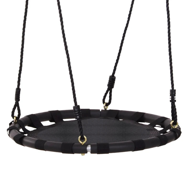 Black Kids Nest Swing Seat - 23.5 Inch Round Hanging Tree Toy