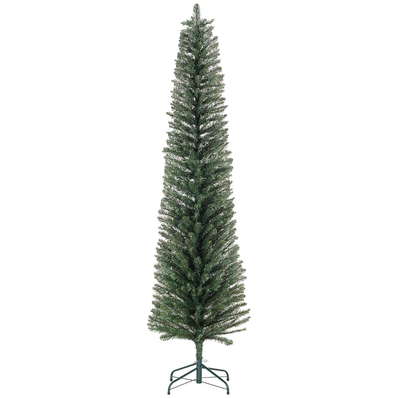 7ft Artificial Green Pencil Christmas Tree - Slim Design for Holiday Decor, Easy Assembly, Perfect for Small Spaces