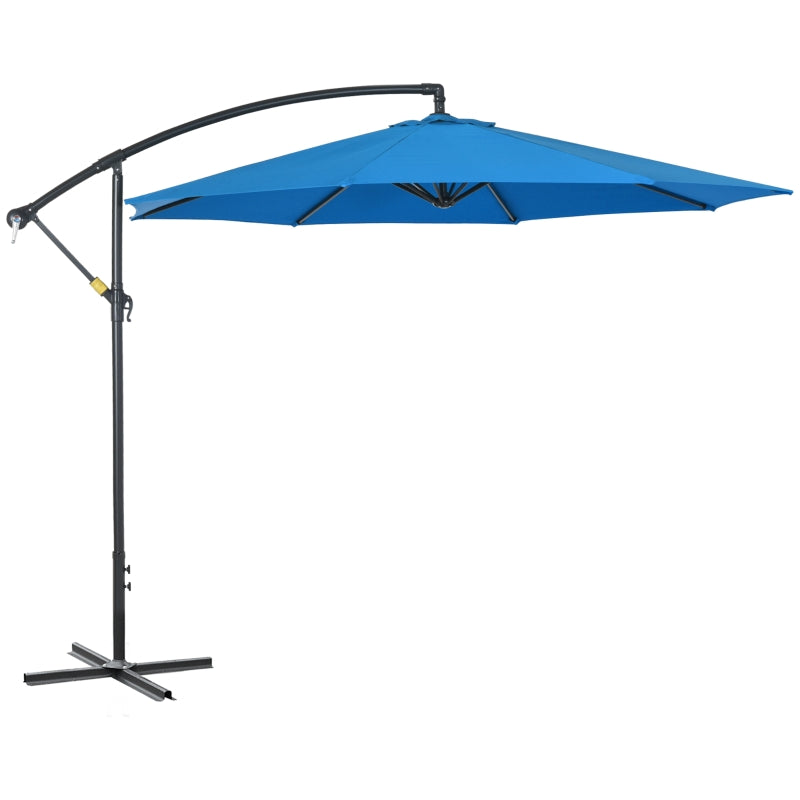 Blue 3m Offset Cantilever Parasol with Cross Base