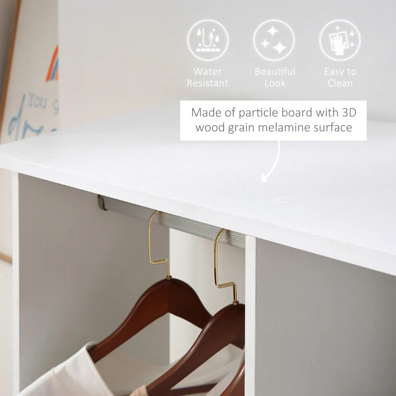 Double Mobile Open Wardrobe Storage Organizer with 6 Wheels Stylish White Design