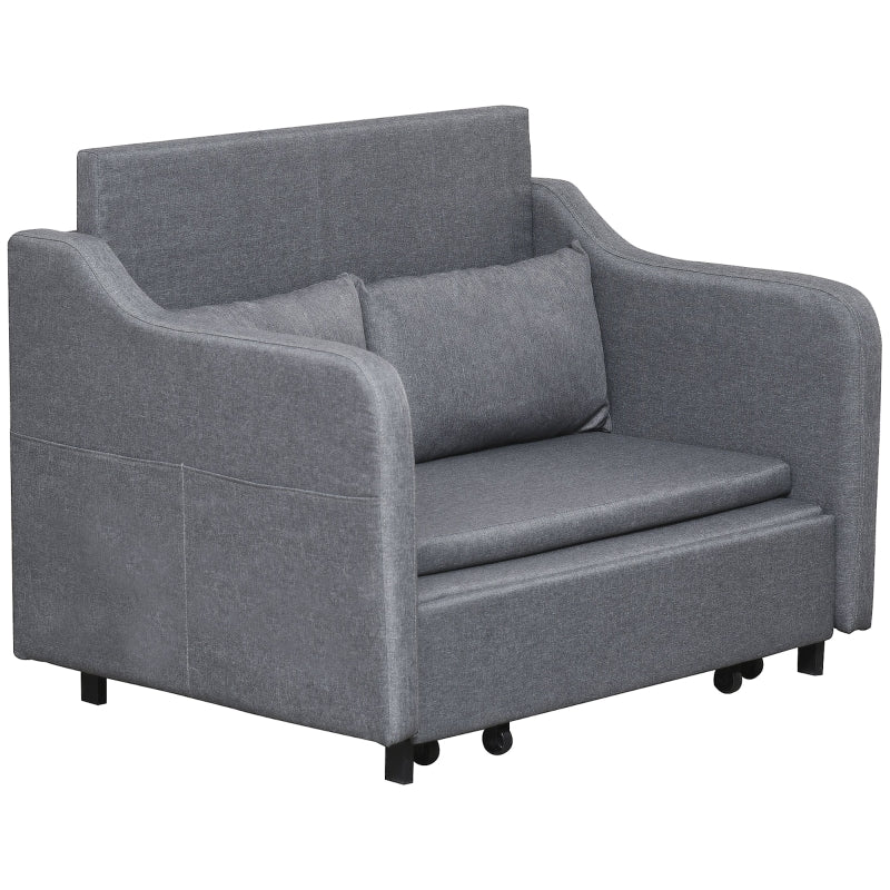 Grey Two-Seater Pull-Out Sofa Bed for Compact Living Spaces
