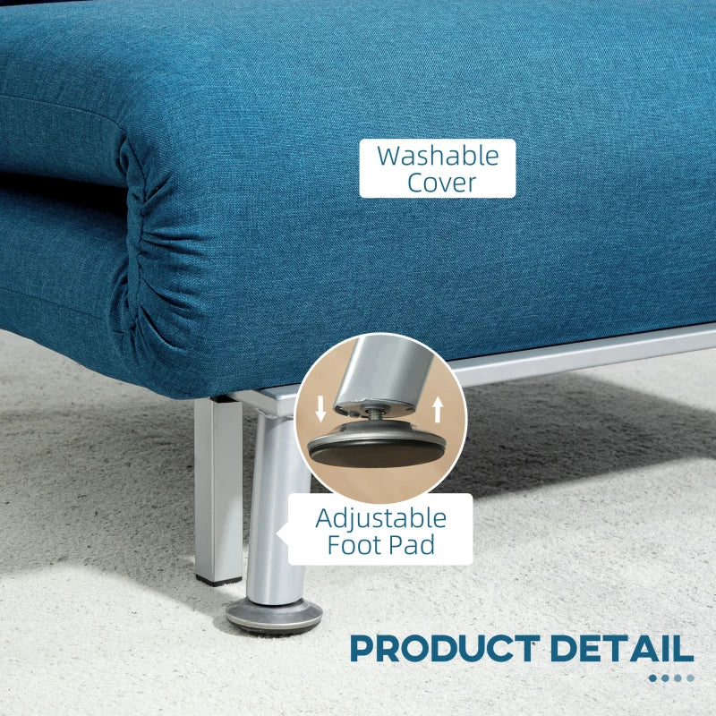 Linen-Look Blue Sleeper Chair for Compact Living Spaces and Guest Accommodation