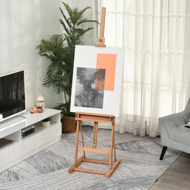 Vinsetto H-Frame Wooden Easel Stand - Adjustable 171-230cm Height, 0-80° Angles, Beech Wood Art Display for Weddings & Paintings