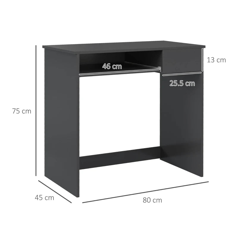 Compact Grey Computer Desk with Keyboard Tray & Drawer - Ideal Study & Writing Desk for Home Office
