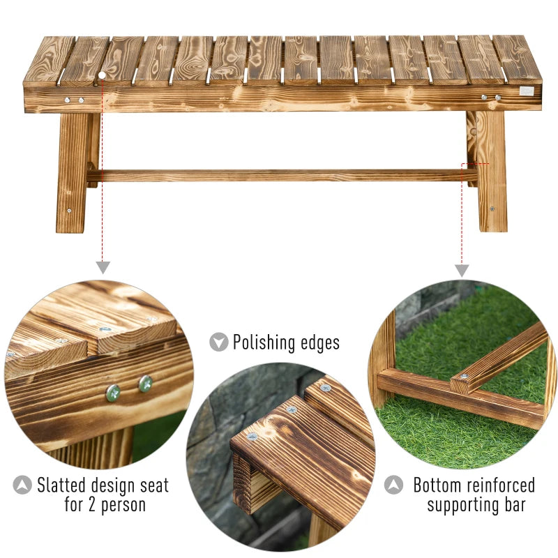 Carbonised Fir 2-Seater Wooden Garden Bench 110x38x35 cm