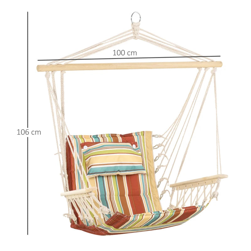 Striped Hanging Hammock Swing Chair - Safe Indoor/Outdoor Seating