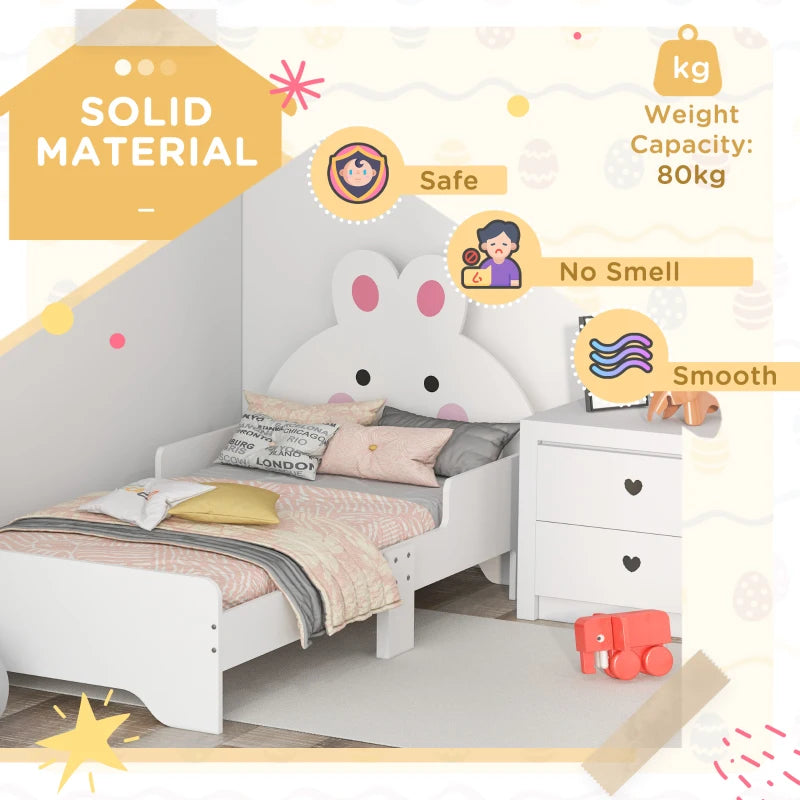 ZONEKIZ Rabbit Toddler Bed - Adorable Kids Bedroom Furniture in White, Perfect for Cozy Sleep and Playtime