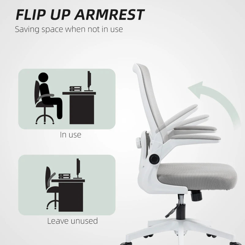 Ergonomic Mesh Back Adjustable Office Chair in Grey - Comfortable, Breathable Design for Home & Office Use