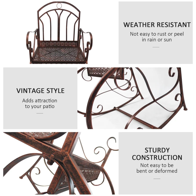 Bronze Metal Outdoor Rocking Chair - Vintage Style 1 Seater