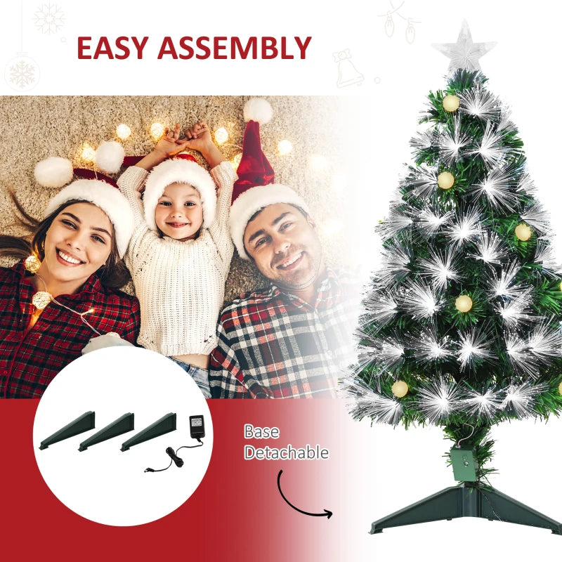 3ft Pre-Lit White Artificial Christmas Tree with 90 LEDs & Star Topper - Full Bodied Seasonal Decoration for Home