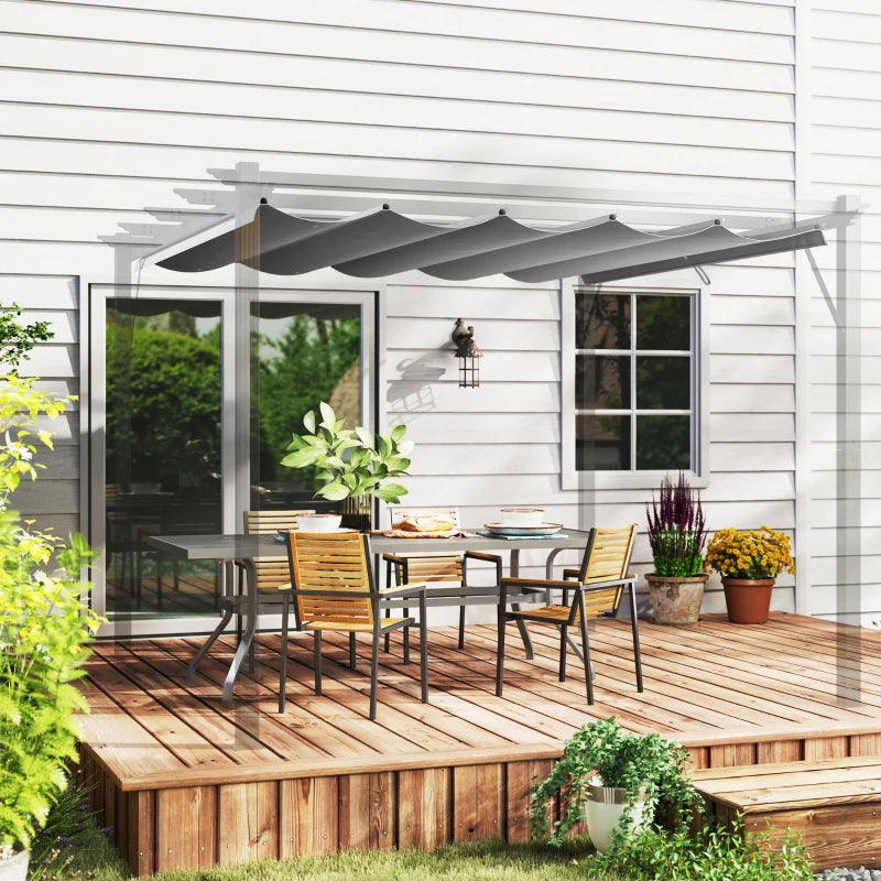 Retractable Pergola Shade Cover - Replacement Canopy Fabric for 3m x 3m Gazebo - Light Grey