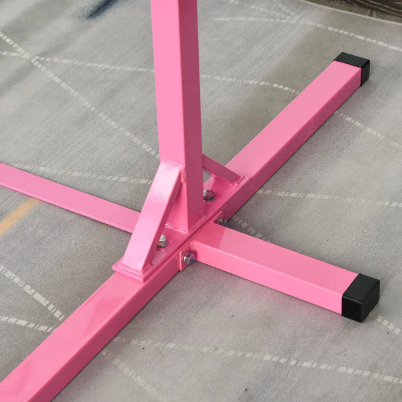 Height Adjustable Gymnastics Horizontal Bar for Kids Junior Fitness Equipment Pink