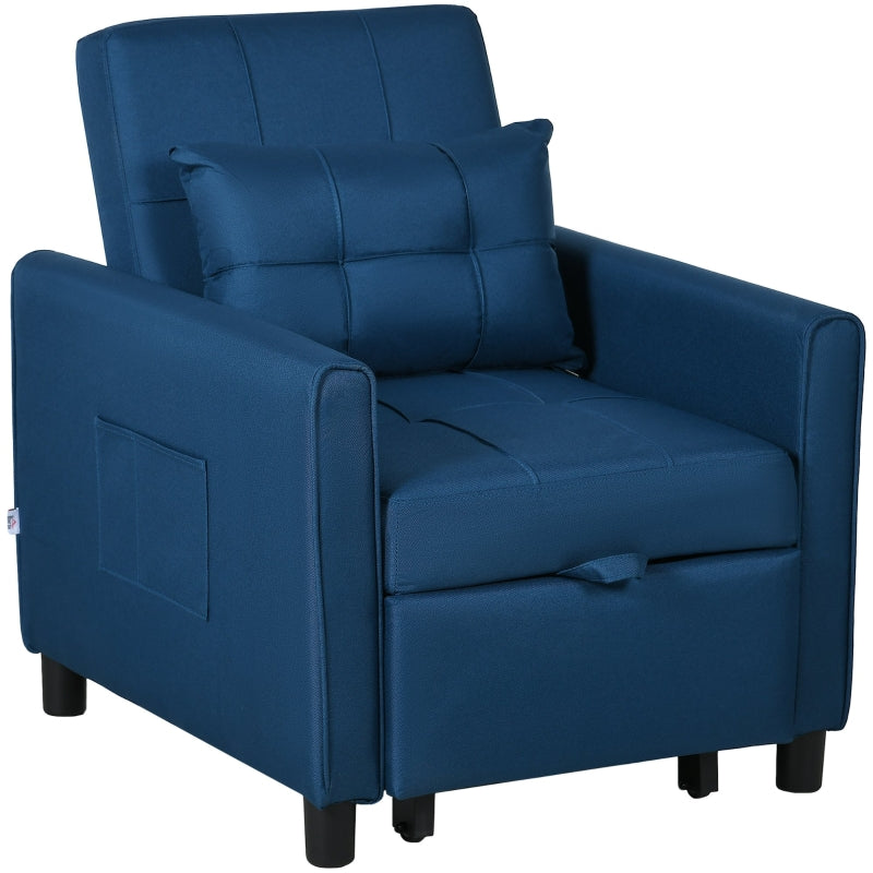 Linen-Look Blue Single Chair Bed for Stylish and Comfortable Seating Solutions