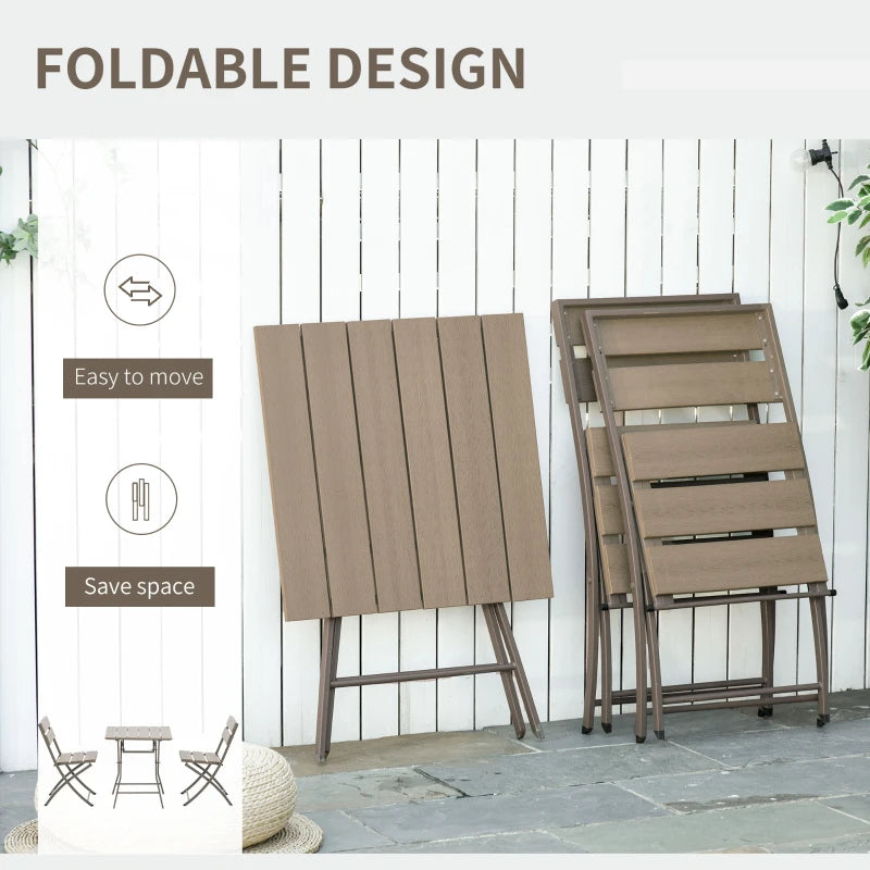 3 Piece Foldable Garden Bistro Set - Grey Patio Furniture Set with Table and 2 Chairs for Conservatory, Balcony, and Terrace