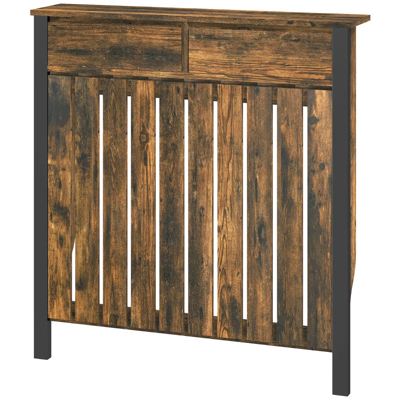 Rustic Style Radiator Cover 93 x 88.5cm Elegant Brown and Black Design