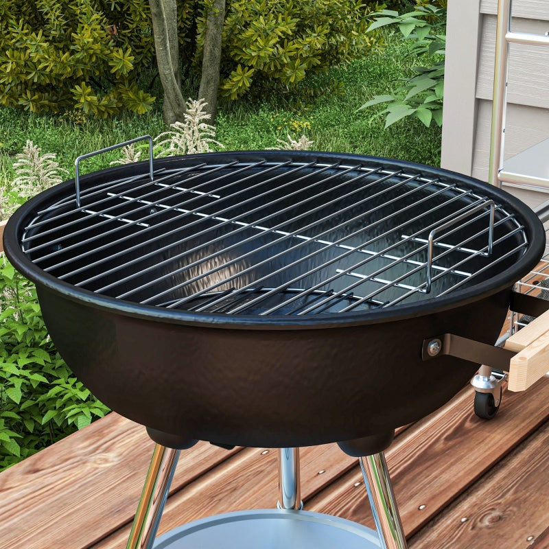 Black Portable Round Charcoal BBQ Smoker with Lid