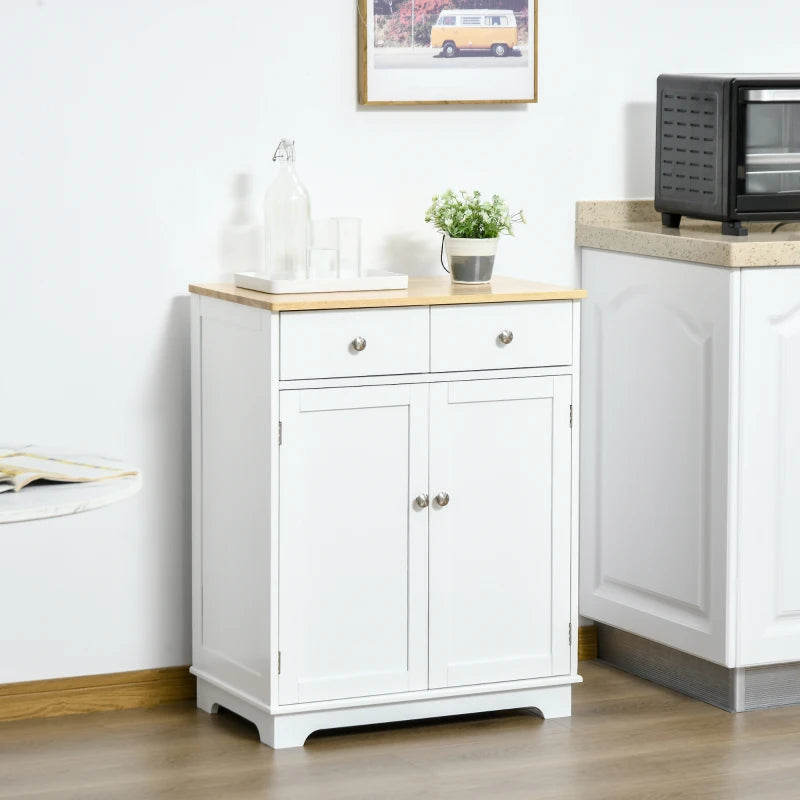 Multi-Use Kitchen Floor Cabinet with Solid Wood Top, Adjustable Shelf & Drawer - Ideal Sideboard for Dining Room & Hallway