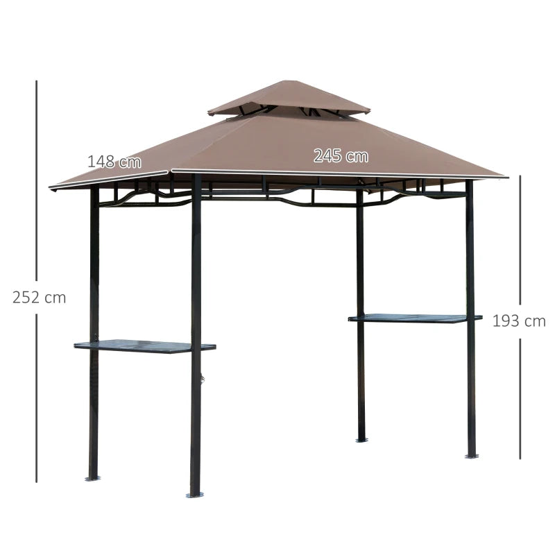 Double-Tier Coffee BBQ Gazebo - 2.5M (8ft) Grill Canopy