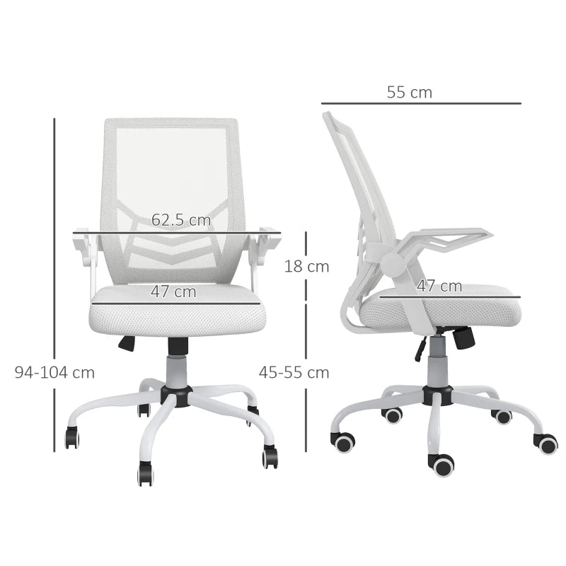 Vinsetto Ergonomic Mesh Office Chair with Flip-up Armrests and Lumbar Support for Home and Office