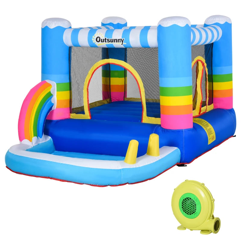 Kids Inflatable Bounce Castle with Trampoline Pool and Climbing Wall 28m x 17m x 155m with Inflator and Carry Bag