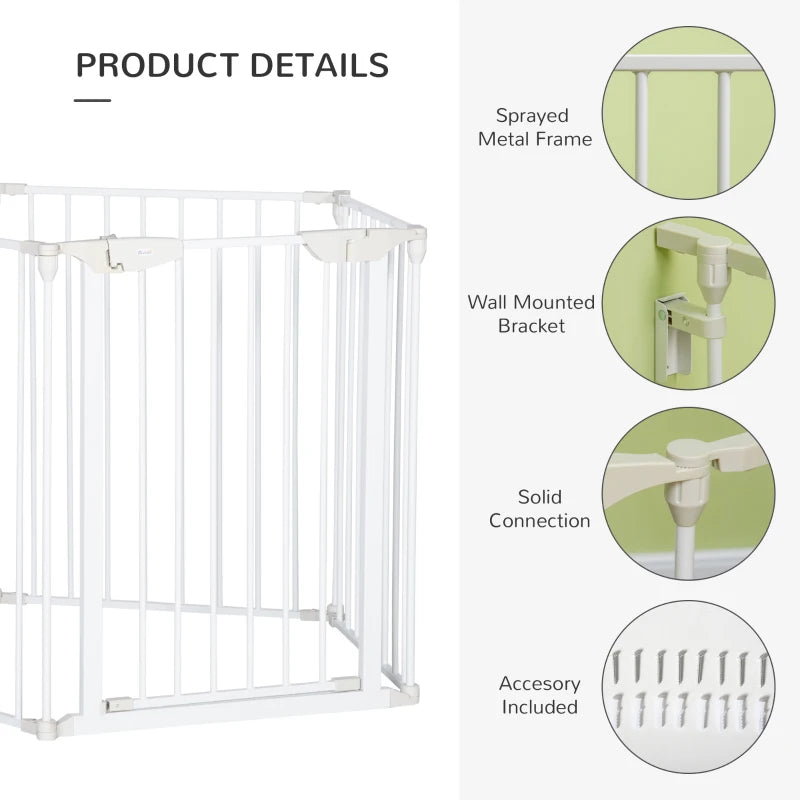 5 Panels Metal Pet Playpen with Walk-Through Door - White Dog Fence for Indoor/Outdoor Use, Durable & Easy to Assemble