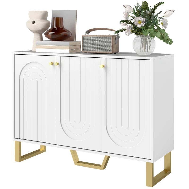 Modern 3-Door White Sideboard Storage Cabinet - Stylish Home Furniture for Living Room, Dining Room, or Entryway