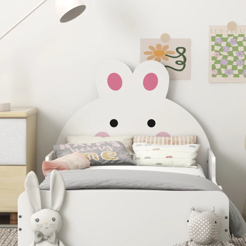 ZONEKIZ Rabbit Toddler Bed - Adorable Kids Bedroom Furniture in White, Perfect for Cozy Sleep and Playtime