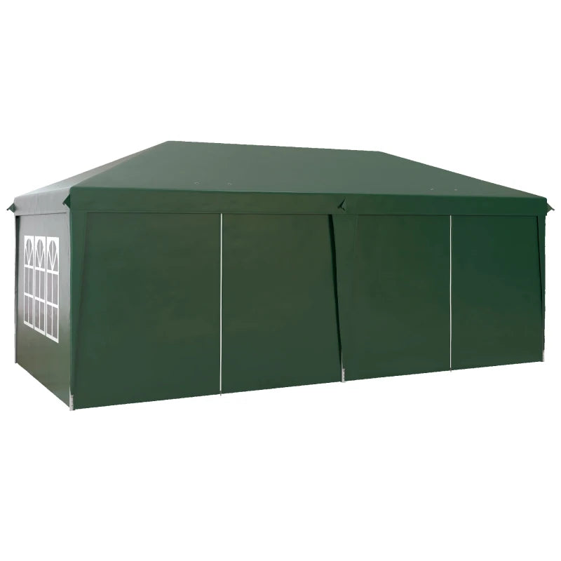 Dark Green 3x6m Pop-Up Gazebo with Curtain Walls and Windows