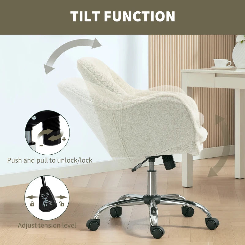 Velvet Feel Ergonomic Office Chair in Beige for Comfortable Workspaces