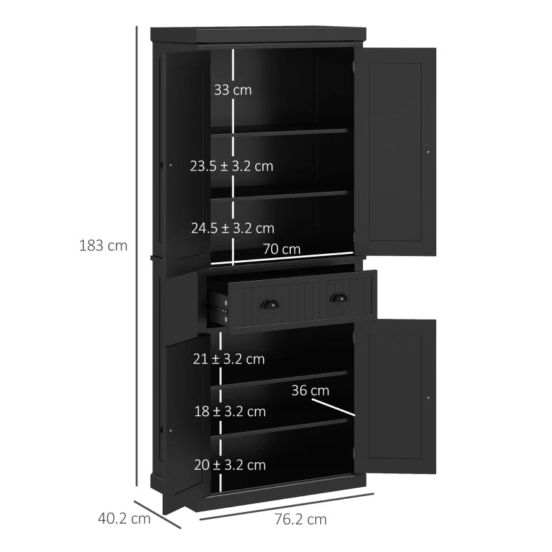 Freestanding Multi-Storage Kitchen Cabinet in Black - Stylish & Functional Organizer for Home & Kitchen Storage Solutions
