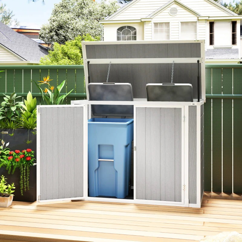 4.7ft x 2.5ft Lockable Light Grey Garden Shed - Outdoor Storage for 2 Trash Cans & Tools