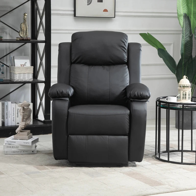 Electric Recliner Chair with Massage Function, Power Lift for Elderly, Remote Control, Extended Footrest, Dual Side Pockets, Overstuffed Design, Black
