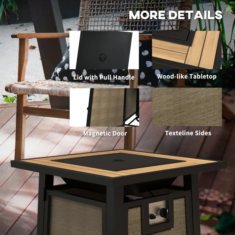 50,000 BTU Brown Gas Fire Pit Table with Cover & Glass Beads - Outdoor Heating for Patios & Backyards