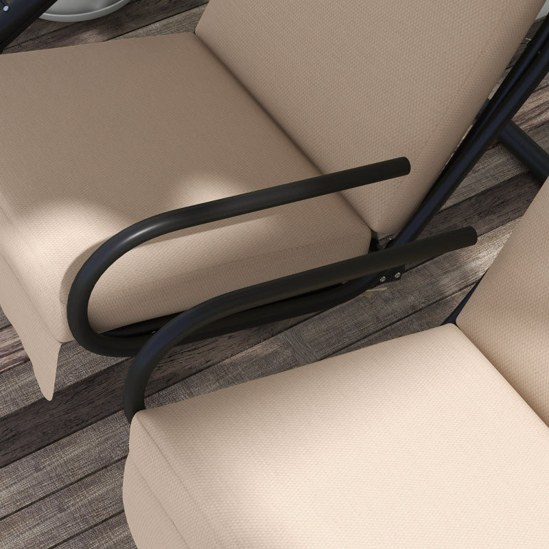 Beige Garden Swing Chair with Canopy - 2-Seater