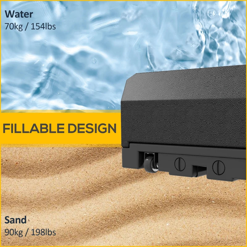 Black Cantilever Umbrella Base with Wheels