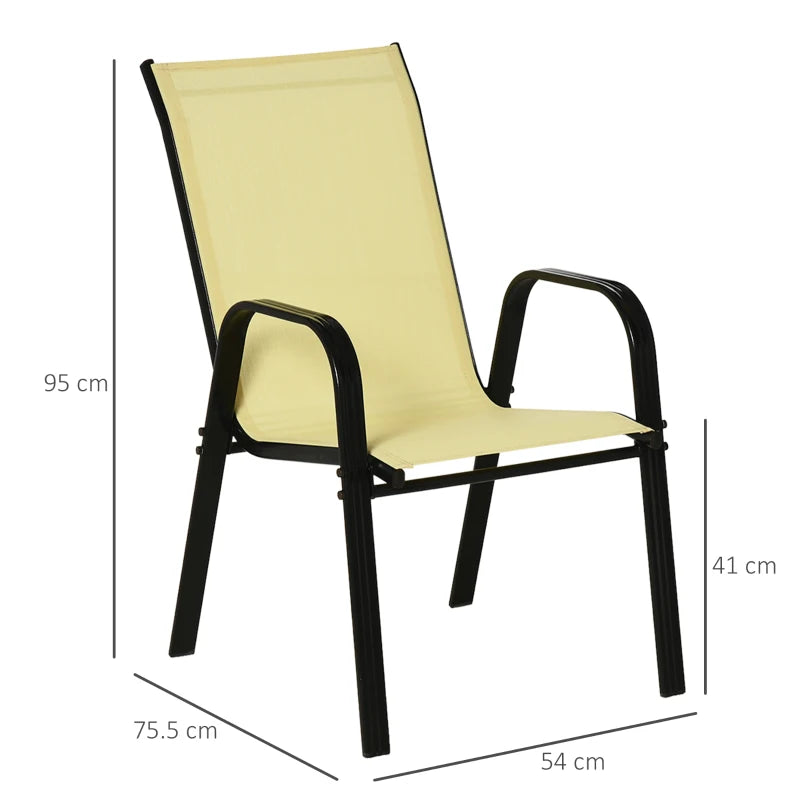 Beige Stackable High Backrest Outdoor Dining Chairs Set of 4