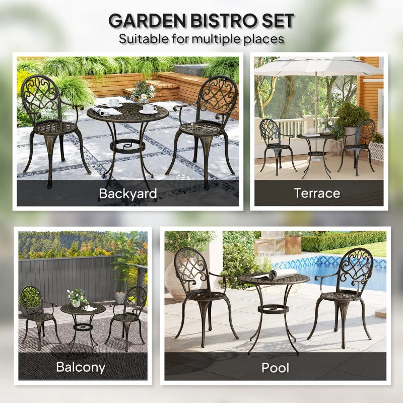 Elegant Bronze Aluminium Garden Set - 3-Piece Outdoor Furniture Set